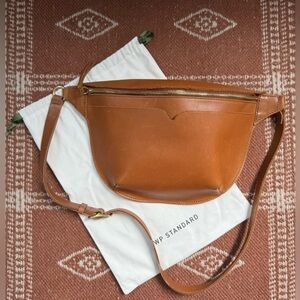 R.W.P. Standard Tan Leather Crossbody Belt Bag